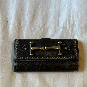 Gucci Black Leather Wallet with Gold Accents